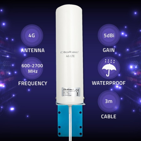 Qoltec 4G LTE DUAL Antena | 5dBi | Išorinė