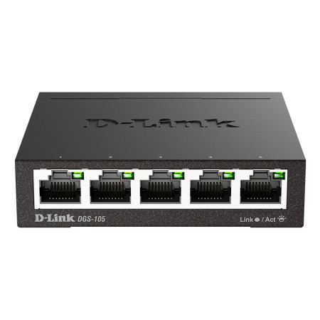 D-Link DGS-105 Nevaldomas L2 Gigabit Ethernet Jungiklis Juoda