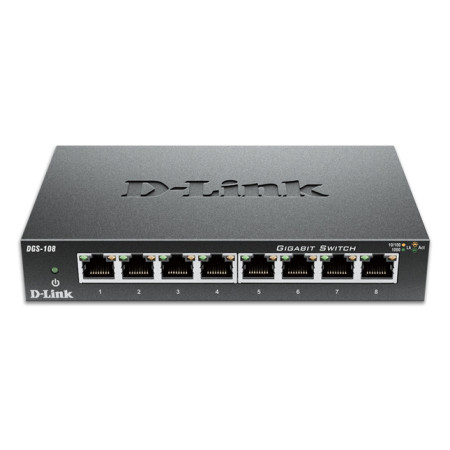 D-Link DGS-108 Nevaldomas Gigabit Ethernet Jungiklis Juoda