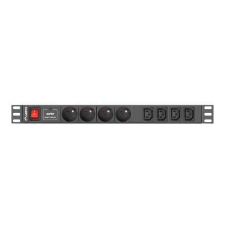 Lanberg 19" PDU maitinimo juosta 1U 16A 4x PL 4x IEC C13 2m juoda