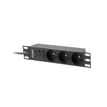 Lanberg 10" 1U 16A 2m 3x PL juodas rack PDU