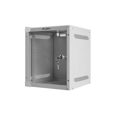 Lanberg 10" 6U 280X310 pilka pakabinama rack spinta su stiklinėmis durimis