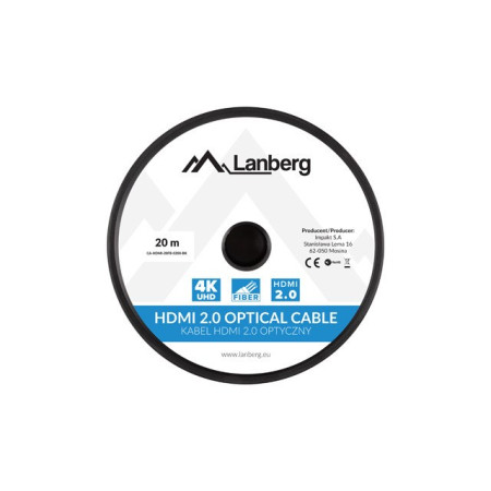 Lanberg HDMI kabelis v2.0 M/M 20m optinis AOC juodas