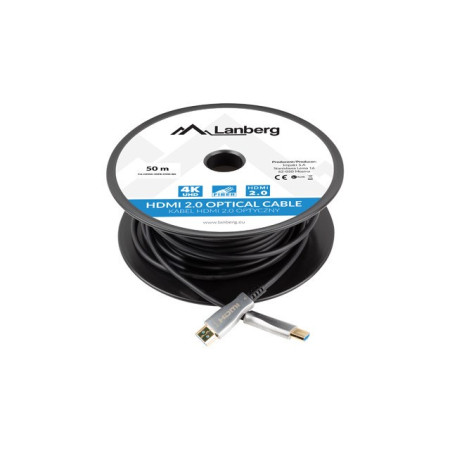 LANBERG HDMI kabelis v2.0 M/M 50m optinis AOC juodas