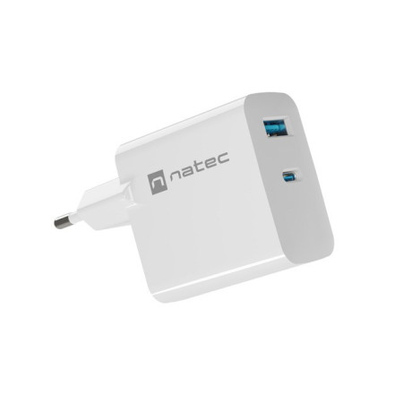 Natec Ribera GaN 65W USB-A USB-C balta