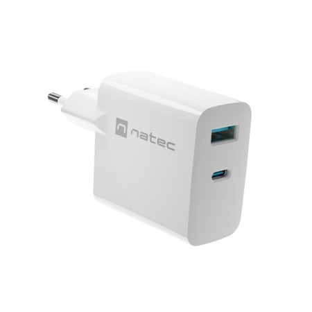 Natec Ribera GaN 65W USB-A USB-C balta