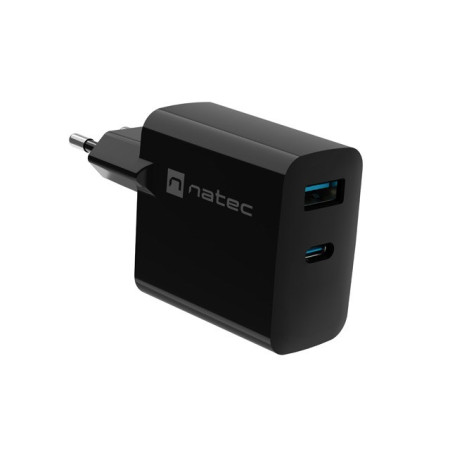 Natec Ribera GaN 65W USB-A USB-C juoda