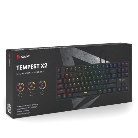 SAVIO TEMPEST X2 RGB Outemu Blue klaviatūra