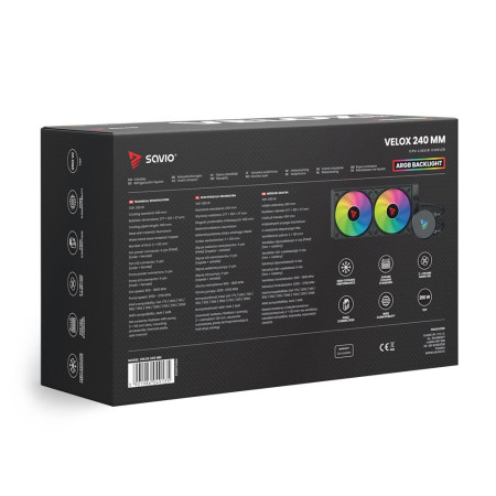 Savio Velox 240 mm ARGB aušinimo sistema