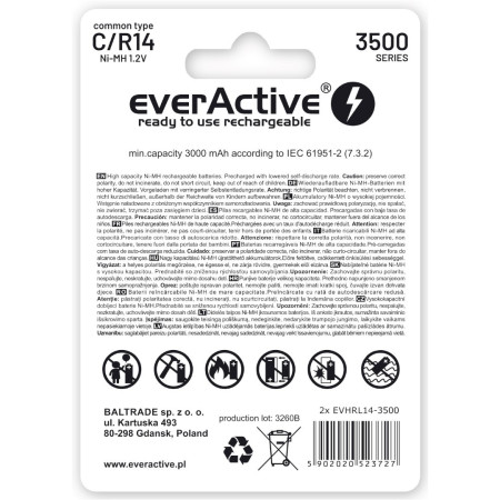 Everctive Silver Line 3500mAh C tipo akumuliatoriai, 2 vnt.