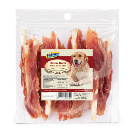 HILTON Kacienos krūtinėlės ant pagaliuko - skanėstas šunims - 500 g