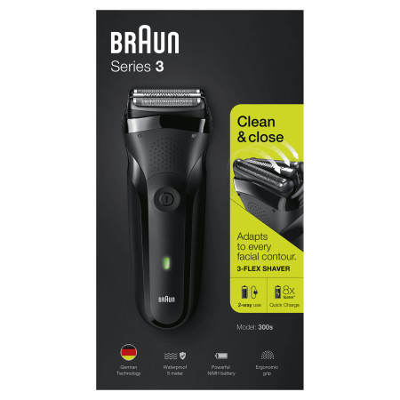 Braun Series 3 300s Skustuvas Apkarpymo mašinėlė Juoda