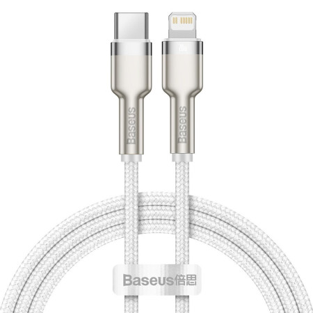 Baseus Lightning - USB-C Cafule, PD, 20W, 1m (baltas)