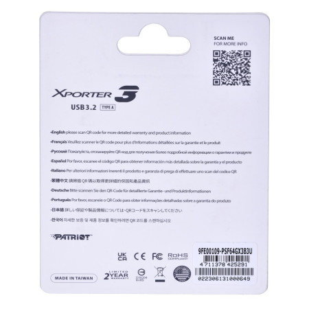 Patriot Xporter 3 64GB USB 3.2 Atmintinė Juoda