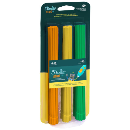 3Doodler Start 3DS-ECO-MIX2-75 eksploatacinė medžiaga 3D spausdintuvams Kompostuojamas plastikas Žalias, Oranžinis, Geltonas