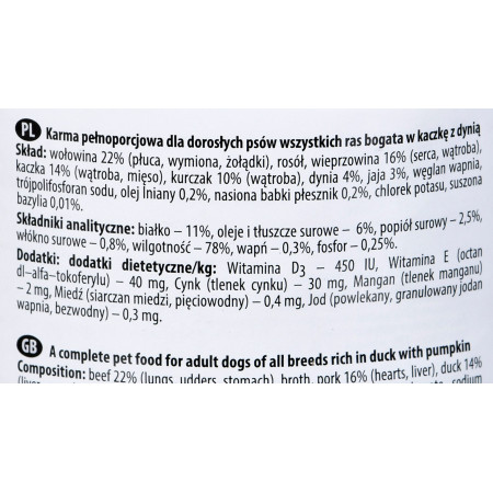 Karma DOLINA NOTECI Premium Kaczka ir Dynia (0,40 kg)