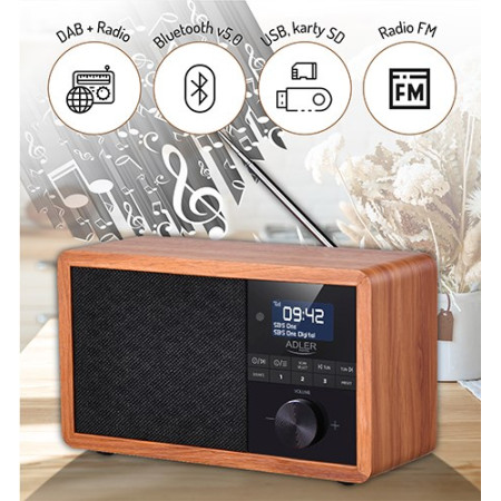 DAB+ Radio grotuvė AD 1184 su Bluetooth ir USB