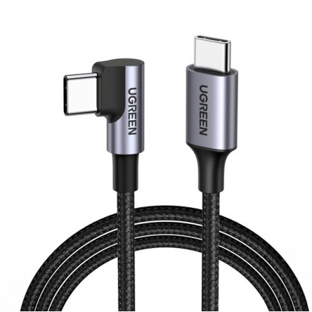 UGREEN US255 kampinis USB-C - USB-C kabelis, 0,5 m, juodai pilkas