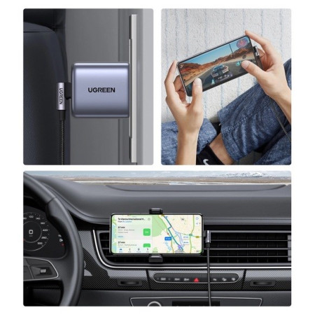 UGREEN US255 kampinis USB-C - USB-C kabelis, 0,5 m, juodai pilkas