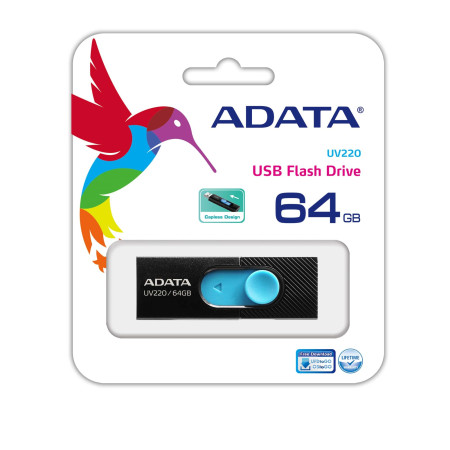 ADATA UV220 USB atmintukas 64 GB (Juoda, Mėlyna)