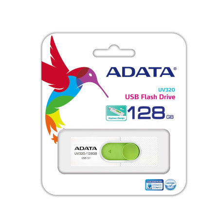 ADATA UV320 USB atmintukas 128 GB USB A tipo 3.2 Gen 1 Žalia, Balta
