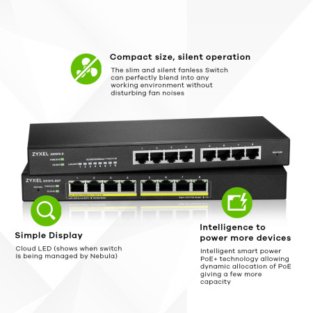 Zyxel GS1915-8EP Valdomas L2 Gigabit Ethernet Jungiklis su PoE