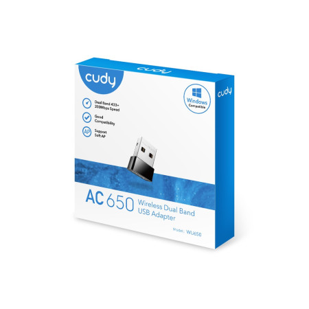 Cudy WU650 650Mbps Wi-Fi USB Adapteris