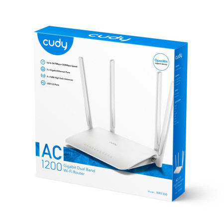 Cudy WR1300 AC1200 Gigabit Wi-Fi Routeris