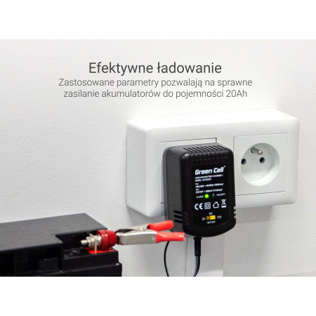 Green Cell 2V / 6V / 12V Akumuliatorių Įkroviklis (0.6A)