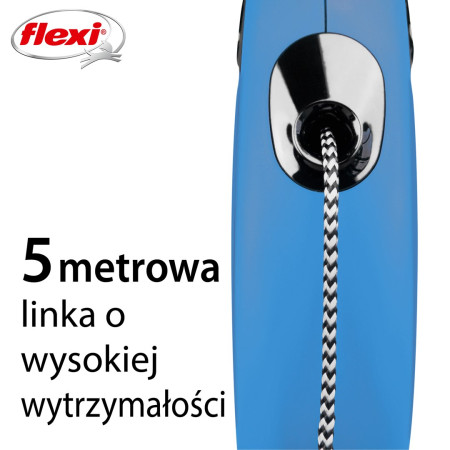 Flexi New Classic pavadėlis 5 m, dydis S, mėlynas, 12 kg