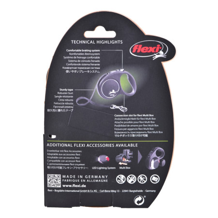 Flexi Automatinė Smycz Black Design 5 m, S Dydis Juoda/Rožinė