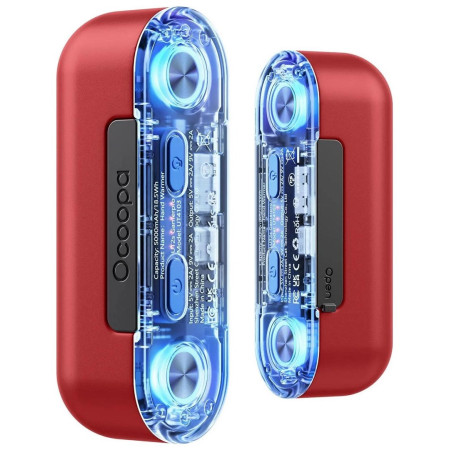 Ocoopa UT2s GamerPro, 2x 5000 mAh, iki 2*8h, powerbank 18 W, LED, raudonas