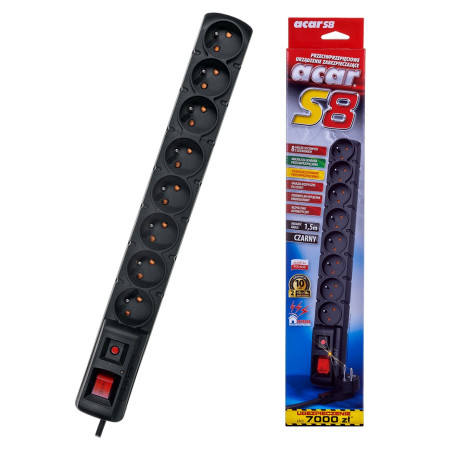 Acar S8 8 lizdų 1.5m apsaugos prietaisas