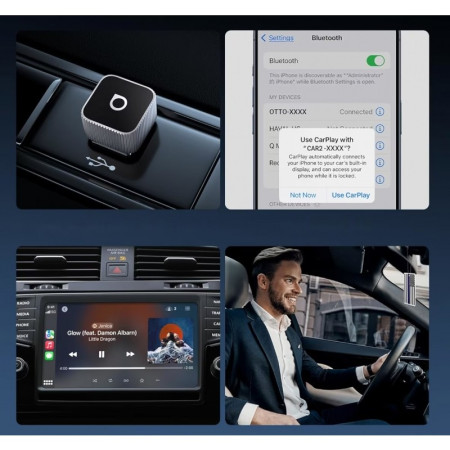 Belaidis CarPlay/Android Auto adapteris Ottocast Mini Cube juodas