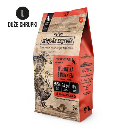 Wiejska Zagroda Wołovina su indyku (suaugusiems) sausa maistas šunims - 9kg