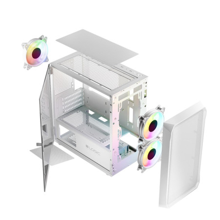 Logic Portos ARGB Mini korpusas baltas