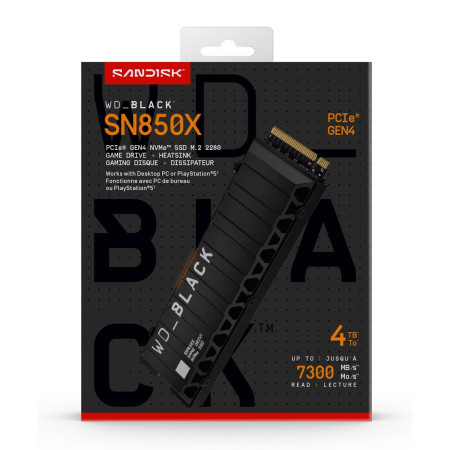 SSD WD Black SN850X M.2 PCIe 4TB su radiatoriumi