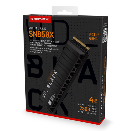 SSD WD Black SN850X M.2 PCIe 4TB su radiatoriumi