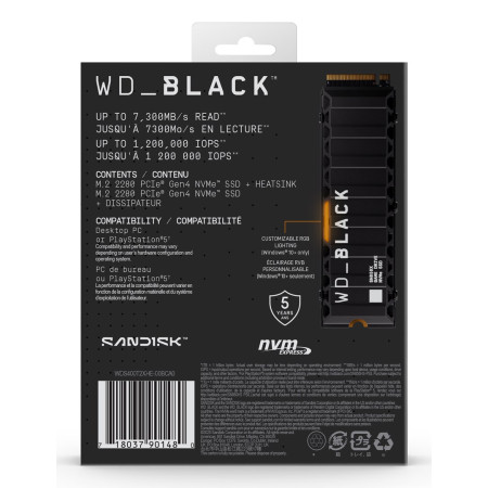 SSD WD Black SN850X M.2 PCIe 4TB su radiatoriumi