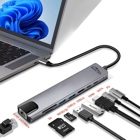 USB-C 8in1 Hub Media-Tech MT5046