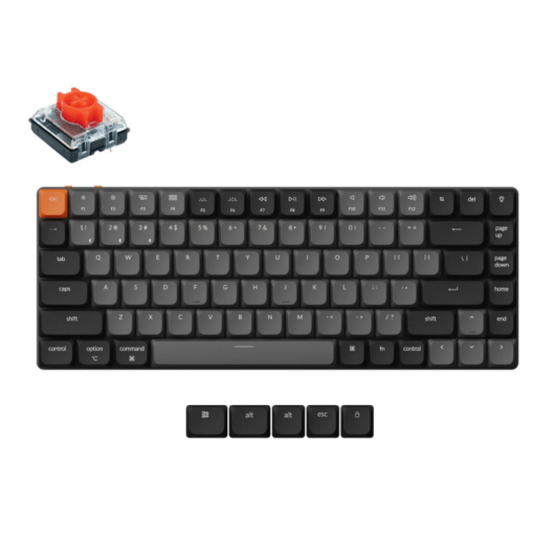 Keychron K3 V3 Wireless (K3X-A1) - US Layout - Low Profile Milk POM Red - Black (Juoda) Mechaninė Belaidė Žaidimų Klaviatūra