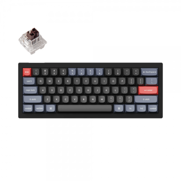 Keychron V4 (V4-B3) - US Layout - Hot-Swappable K Pro Brown - Carbon Black (Juoda) Mechaninė Žaidimų Klaviatūra