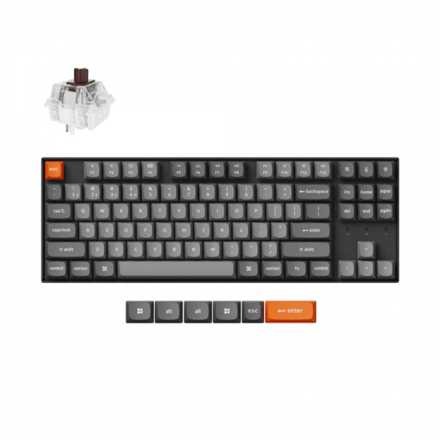 Keychron K8 Max Wireless (K8M-H3) - US Layout - Hot-Swappable Super Brown - Black (Juoda) Mechaninė Belaidė Žaidimų Klaviatūra