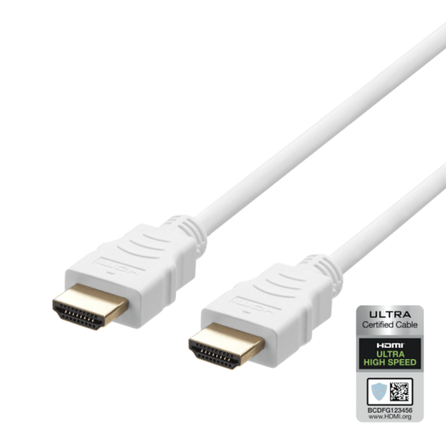 Deltaco HU-20A 2m 48Gbps White (Baltas) HDMI 2.1 Kabelis
