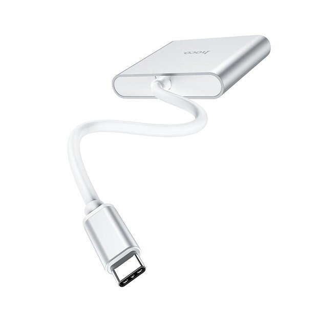 Adapteris Hoco HB14 Type-C to USB-A+HDMI+Type-C sidabrinis 2