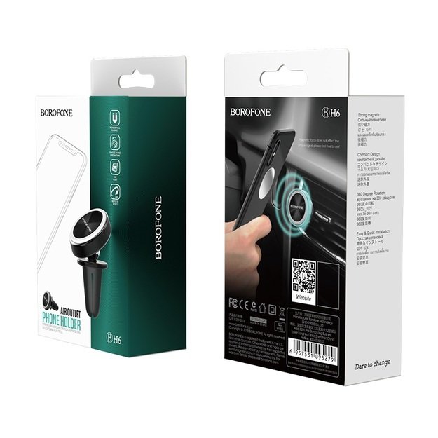 Automobilinis telefono laikiklis Borofone BH6, tvirtinamas ant ventiliacijos grotelių, magnetinis, juodas 5