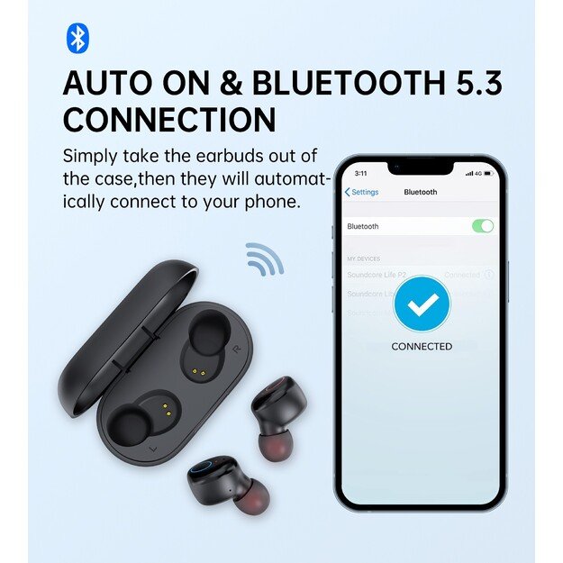 Belaidės ausinės Choetech BH-T16 Hi-Fi Bean TWS juodos 3