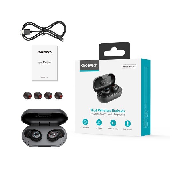 Belaidės ausinės Choetech BH-T16 Hi-Fi Bean TWS juodos 5