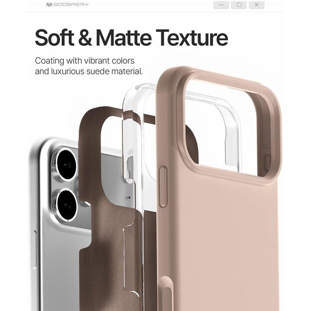 Dėklas Mercury Pure Magsafe Silicon Case Apple iPhone 17 Pro rožinio smėlio 3