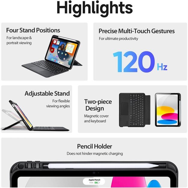 Dėklas su klaviatūra Dux Ducis DK Apple iPad Air 13 2024/iPad Air 13 2025/iPad Pro 12.9 2018/2020/2021/2022 juodas 2